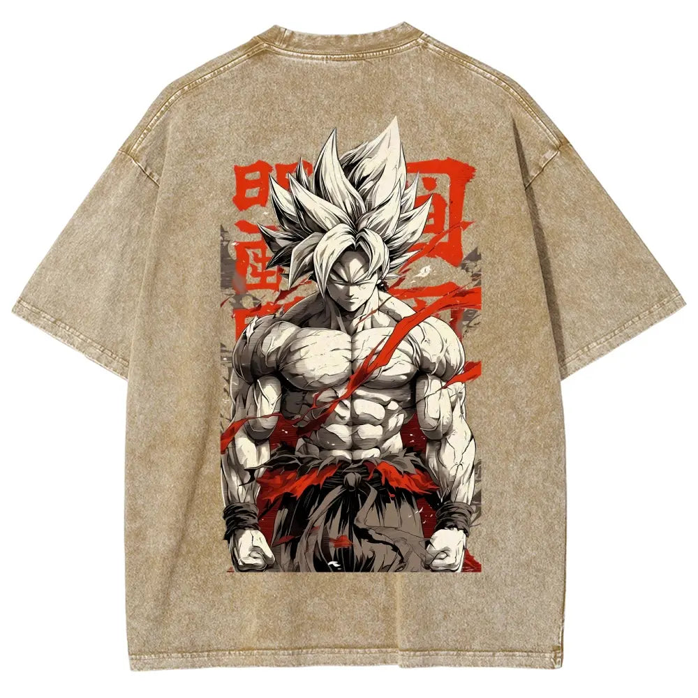 Dragon Ball DBZ Goku Anime Washed Graphic Tees Funny Japanese Cartoon Distressed Shirt 90s Vintage Streetwear Unisex Summer Gift"